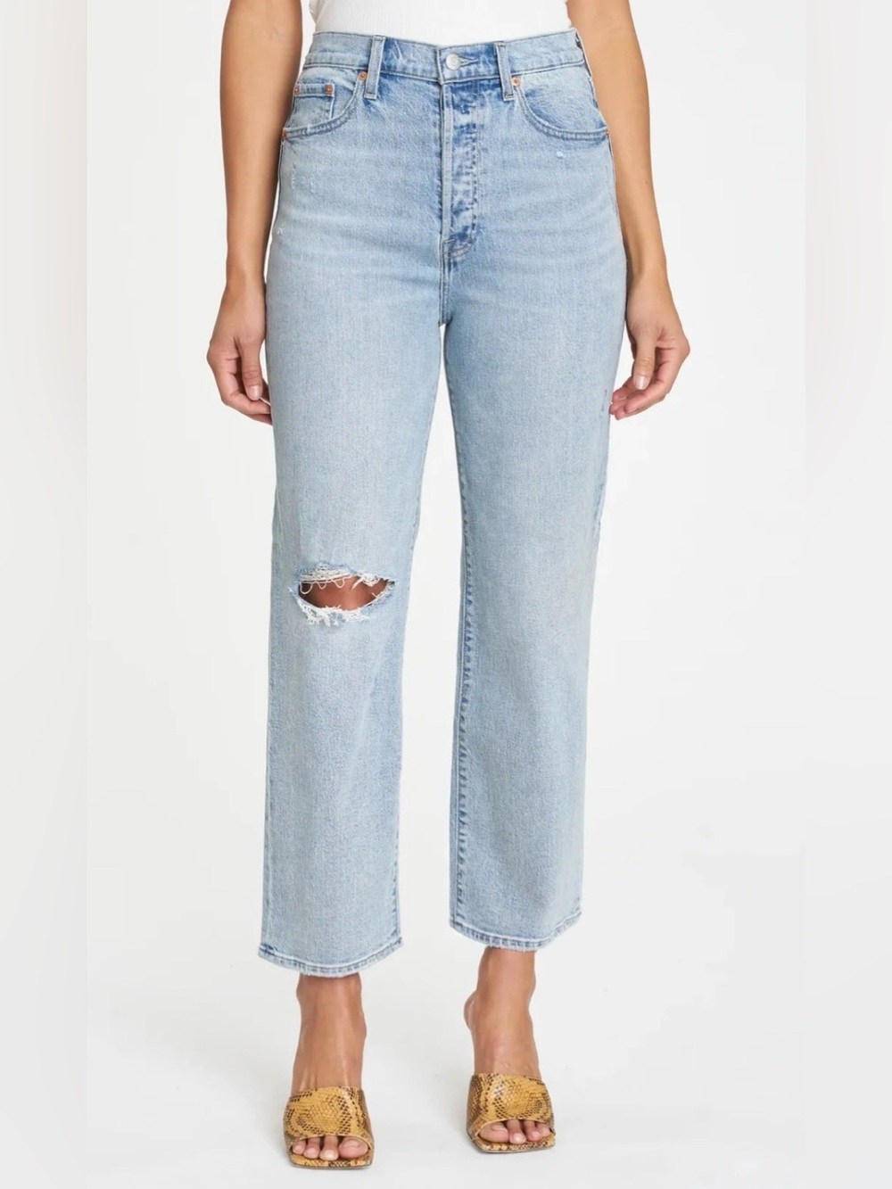 AGOLDE Kelly Straight Leg Jeans in Light Blue Size 24